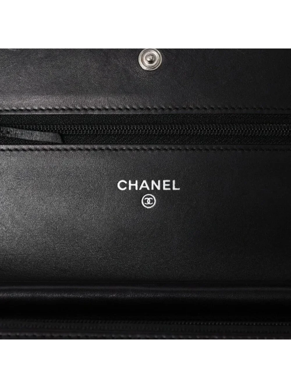 Chanel Cambon Line Chain Wallet Quilted Lambskin CC Logo Patent Black Pink